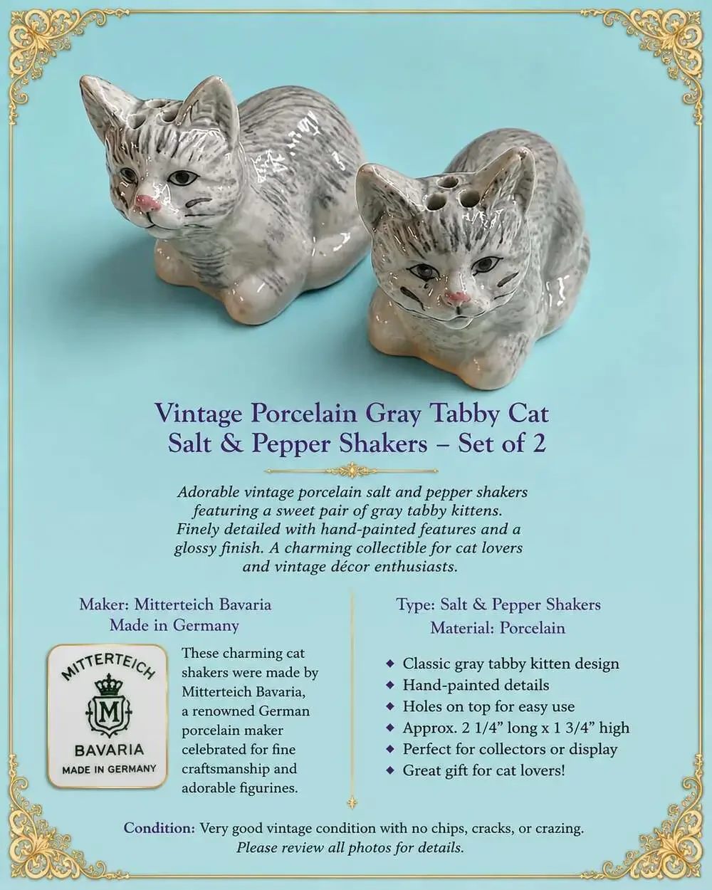 Set of Adorable Vintage Kitty Cat Salt and Pepper Shakers Straight From Grandmas